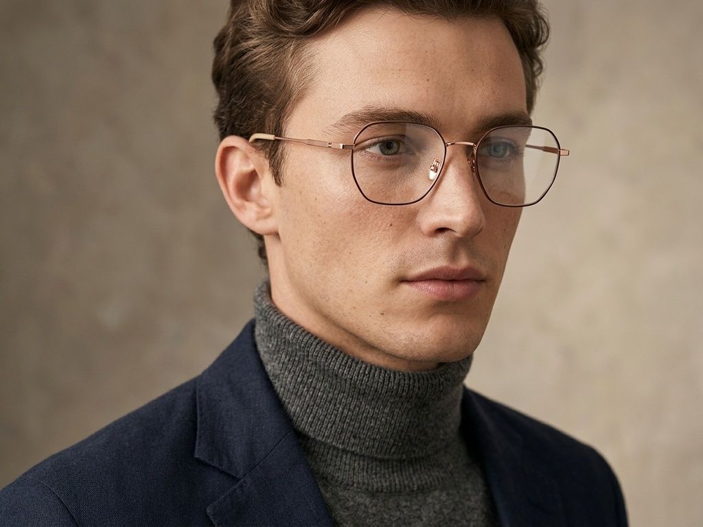 Geometric Black Titanium Glasses #BS1924-0356