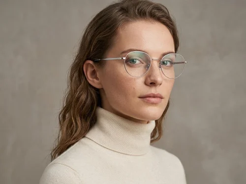 Lunettes ovales en titane argenté #BS1924-0361