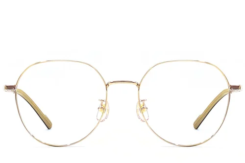 Lunettes ovales en titane doré #BS1924-0365