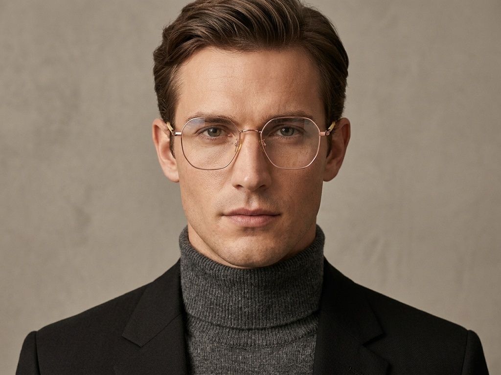 Gafas geométricas de titanio rosa #BS1924-0367