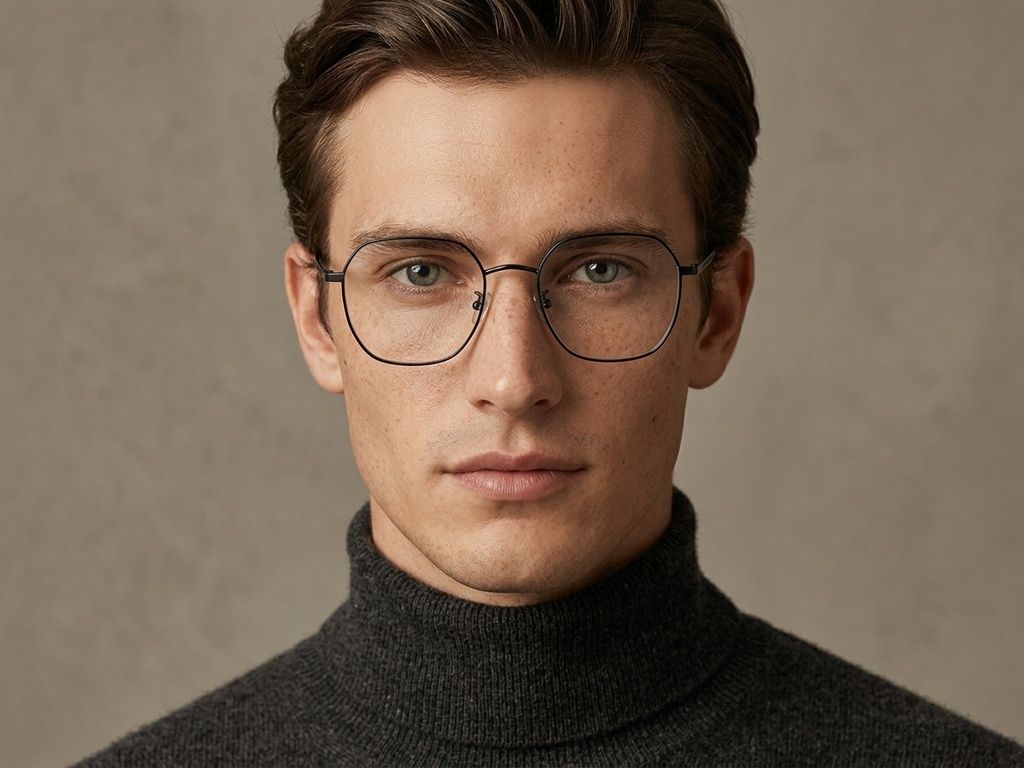 Geometric Black Titanium Glasses #BS1924-0369