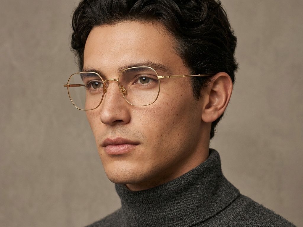 Geometrische goldene Titanbrille #BS1924-0372