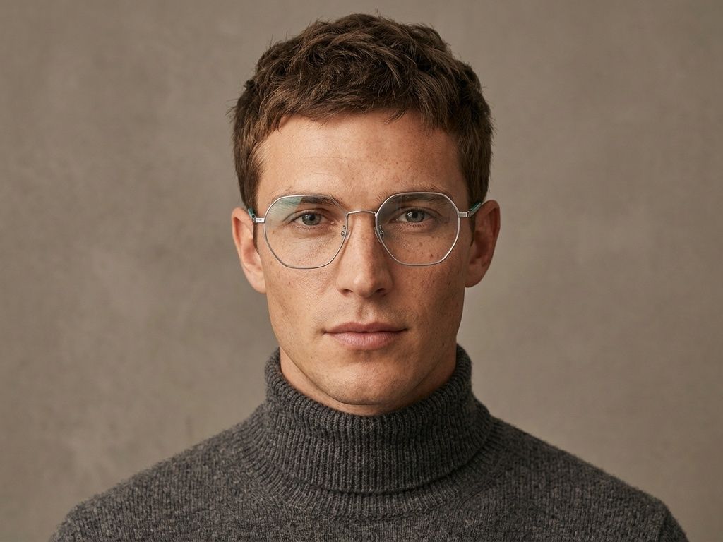 Gafas geométricas de titanio plateado #BS1924-0375