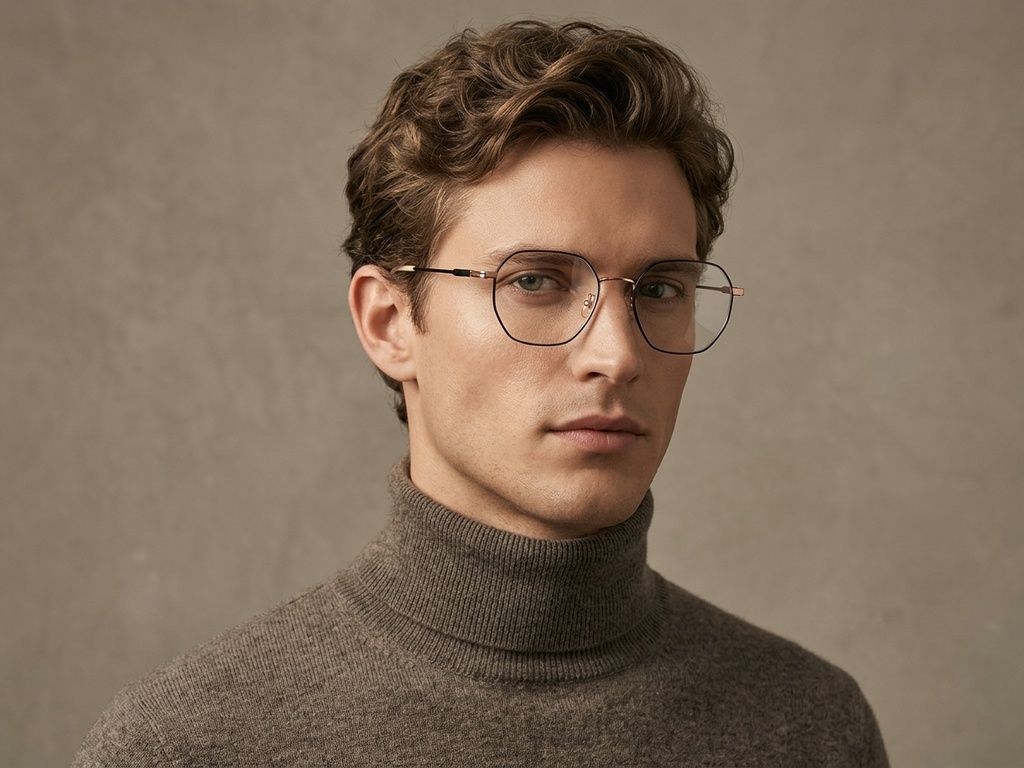 Geometric Black Titanium Glasses #BS1924-0377