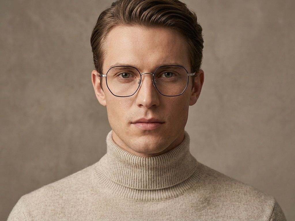 Geometrische schwarze Titanbrille #BS1924-0378