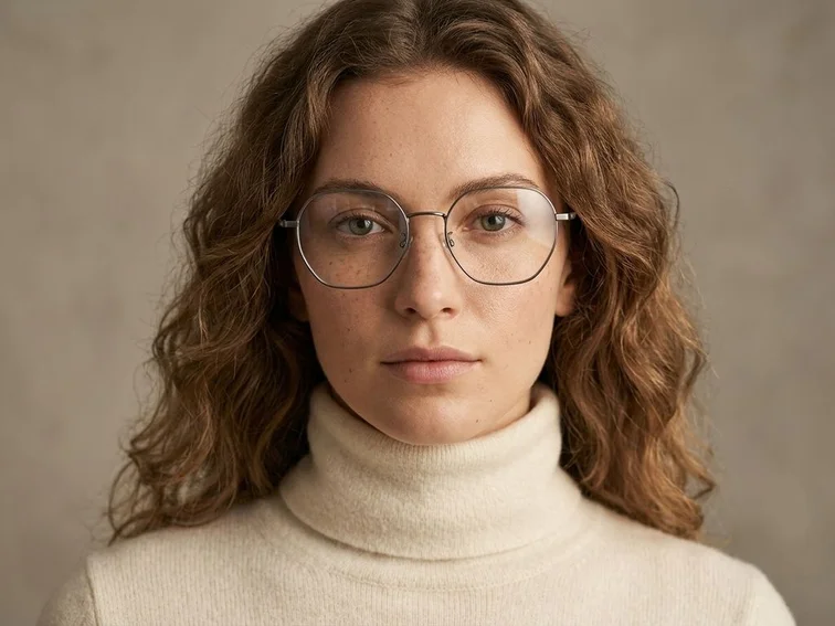 Gafas geométricas de titanio gris #BS1924-0380