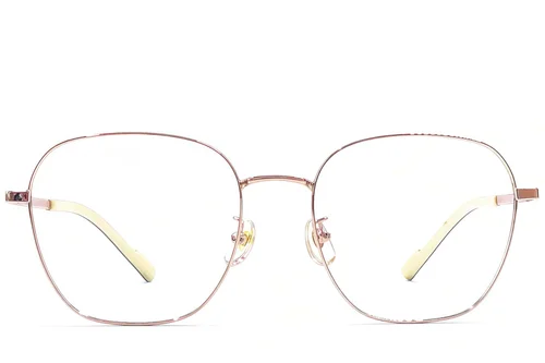 Lunettes rectangulaires en titane rose #BS1924-0381
