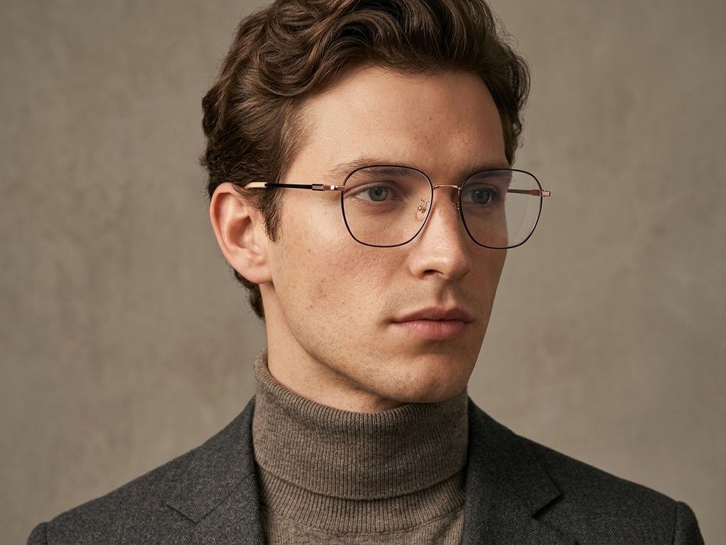 Gafas rectangulares de titanio negro #BS1924-0384
