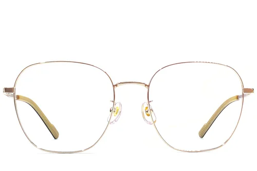 Lunettes rectangulaires en titane doré #BS1924-0386