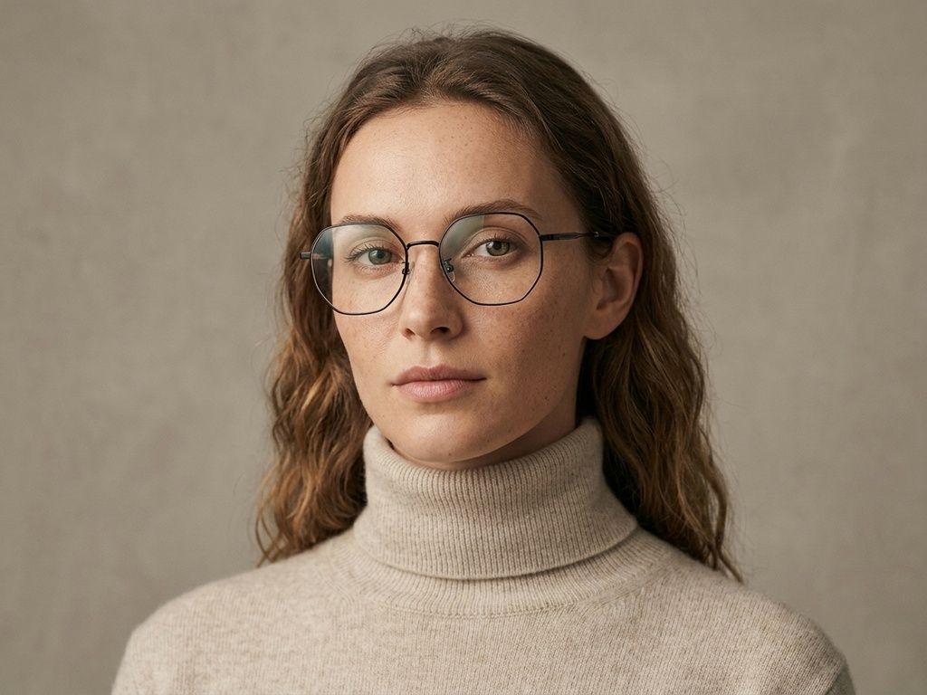 Gafas geométricas de titanio negro #BS1924-0390