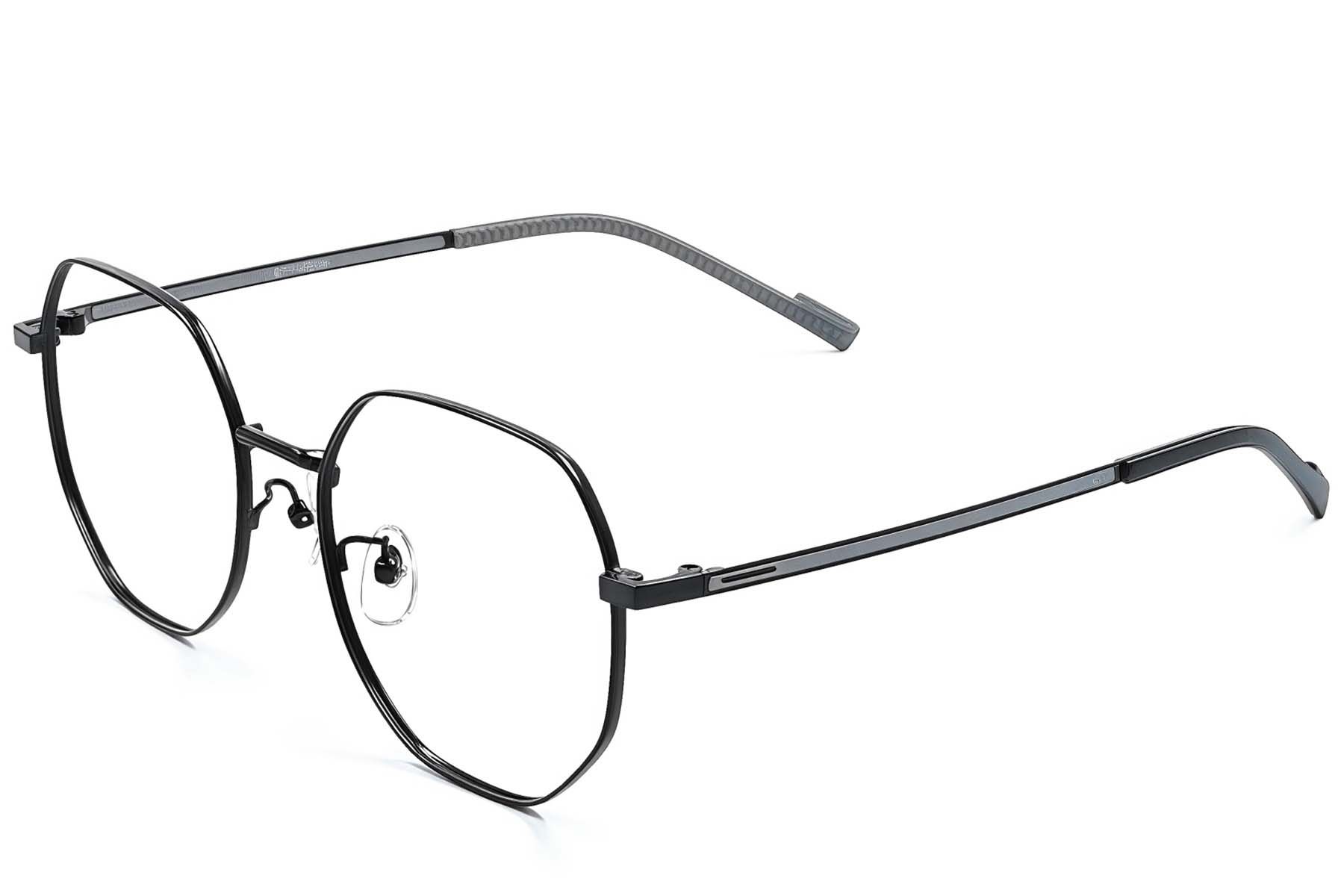 Geometrische schwarze Titanbrille #BS1924-0390