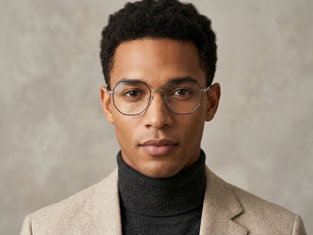 Geometric Black Titanium Glasses #BS1924-0392