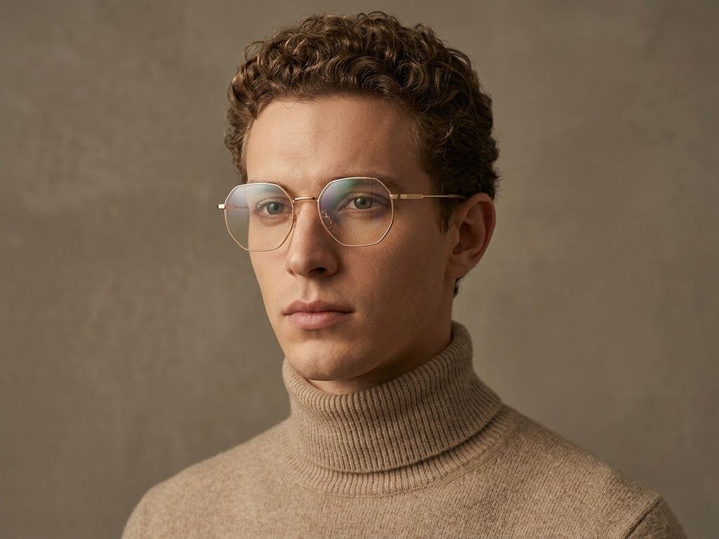 Gafas geométricas de titanio dorado #BS1924-0393