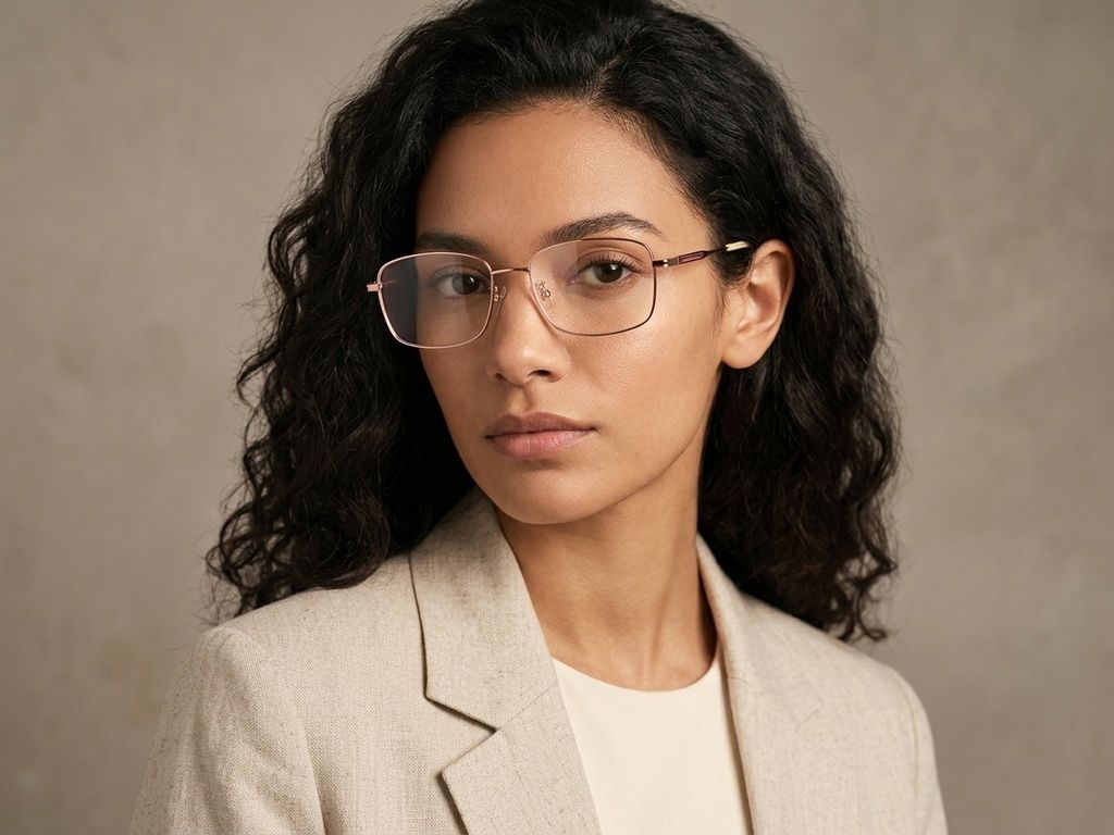 Gafas rectangulares de titanio rosa #BS1924-0395