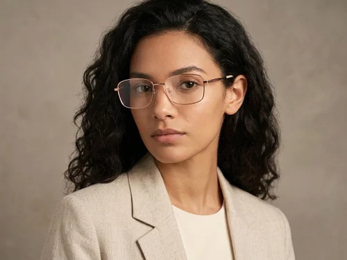 Lunettes rectangulaires en titane rose #BS1924-0395