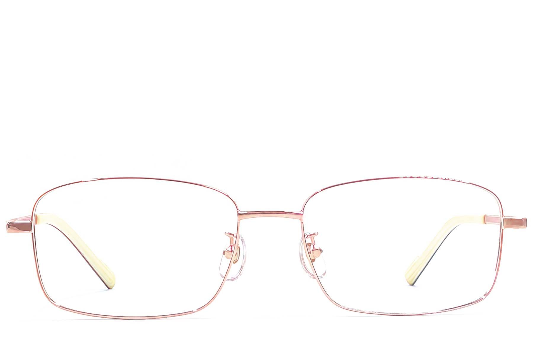 Lunettes rectangulaires en titane rose #BS1924-0395