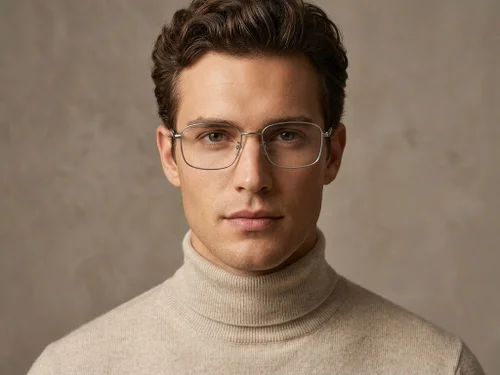 Lunettes rectangulaires en titane gris #BS1924-0399