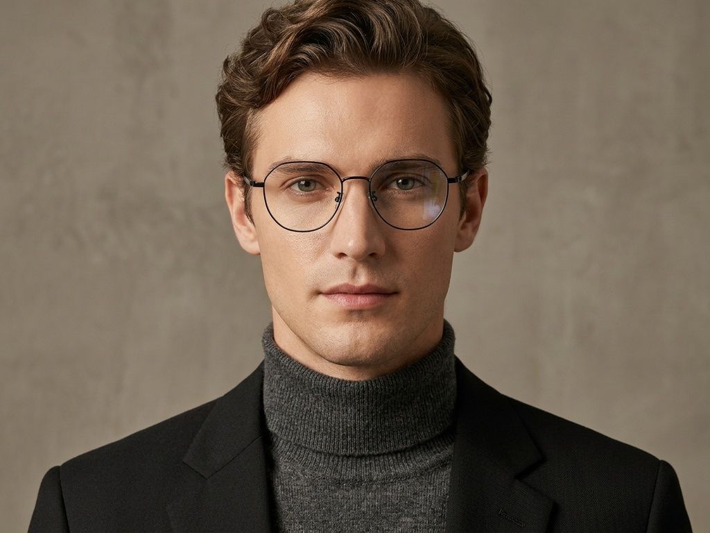 Oval Black Titanium Glasses #BS1924-0402