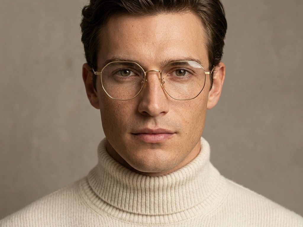 Oval Golden Titanium Glasses #BS1924-0405