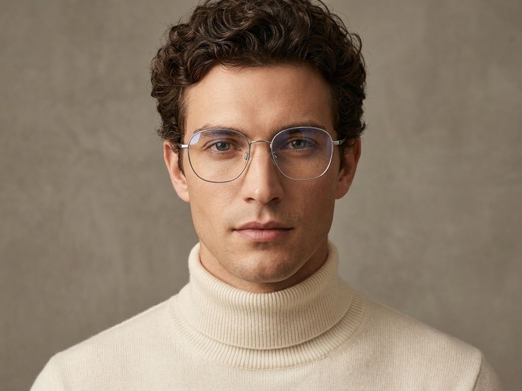 Gafas ovaladas de titanio plateado #BS1924-0408
