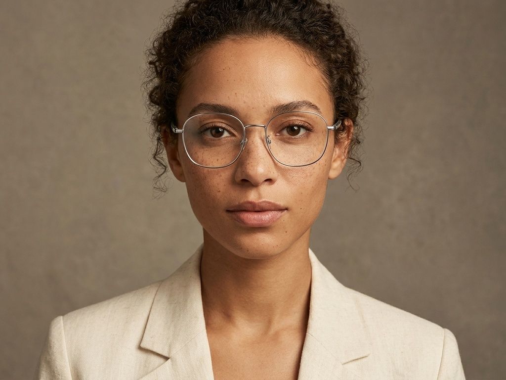 Lunettes ovales en titane gris #BS1924-0413