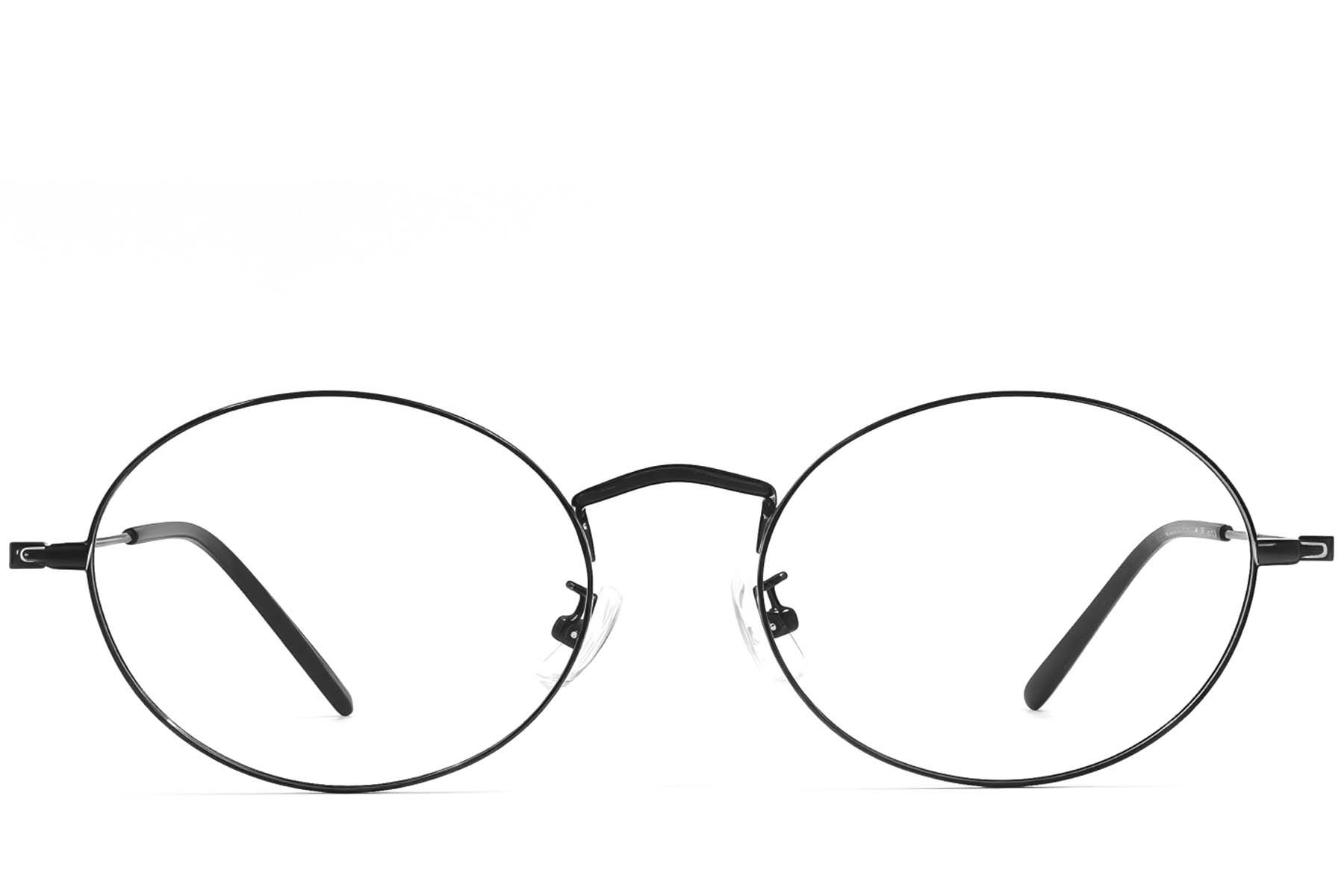 Oval Black Metal Glasses #BS1924-0415