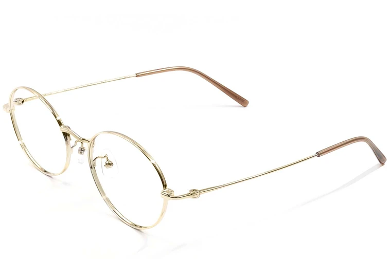 Oval Golden Metal Glasses #BS1924-0418