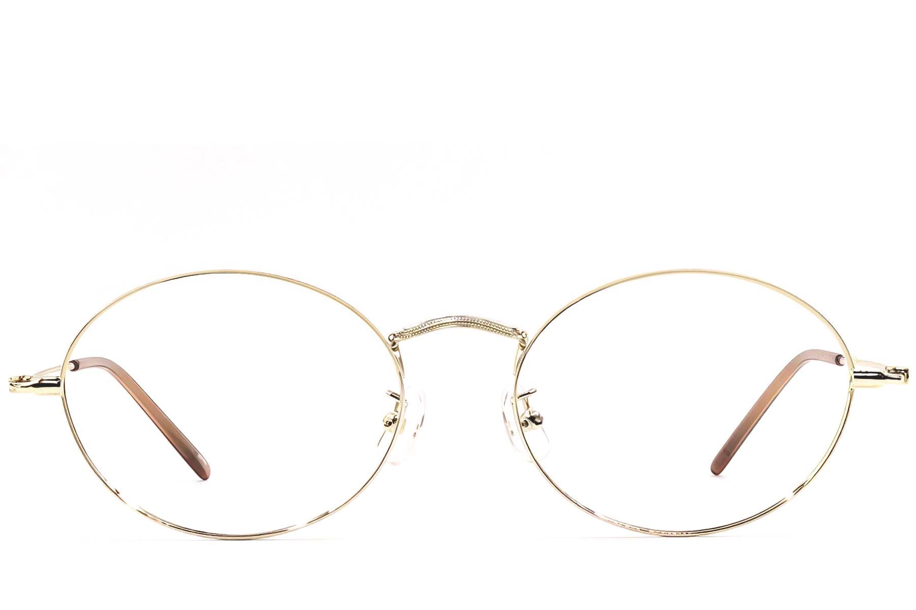 Oval Golden Metal Glasses #BS1924-0418