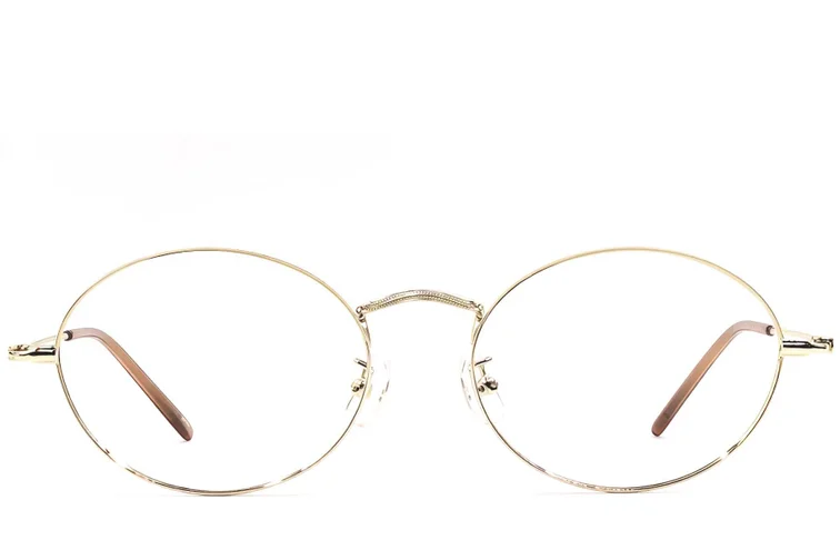 Oval Golden Metal Glasses #BS1924-0418