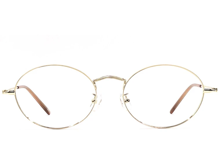 Oval Golden Metal Glasses #BS1924-0418