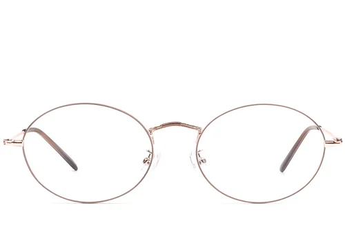 Lunettes ovales en métal marron #BS1924-0419