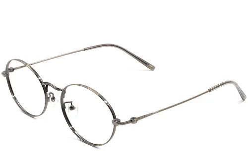 Lunettes ovales en métal gris #BS1924-0420