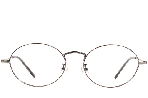 Lunettes ovales en métal gris #BS1924-0420