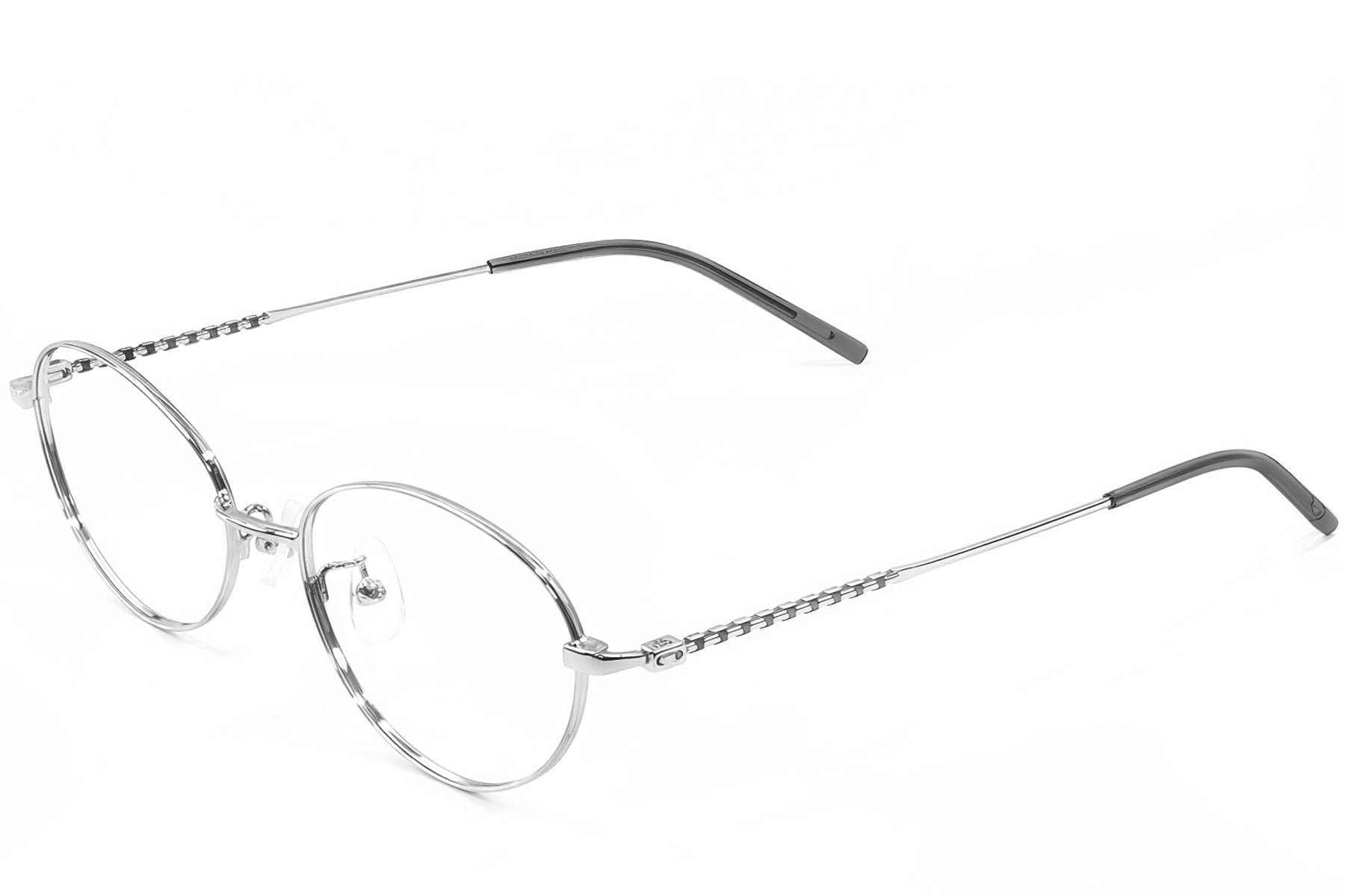 Oval Silver Metal Glasses #BS1924-0430