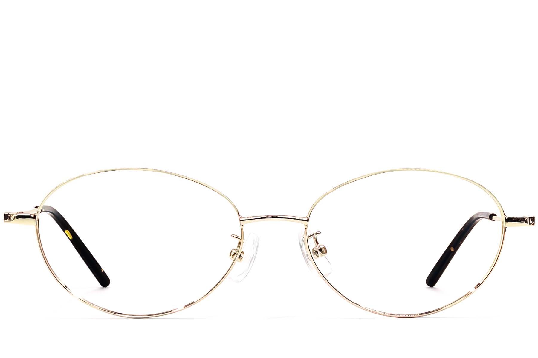 Oval Golden Metal Glasses #BS1924-0434