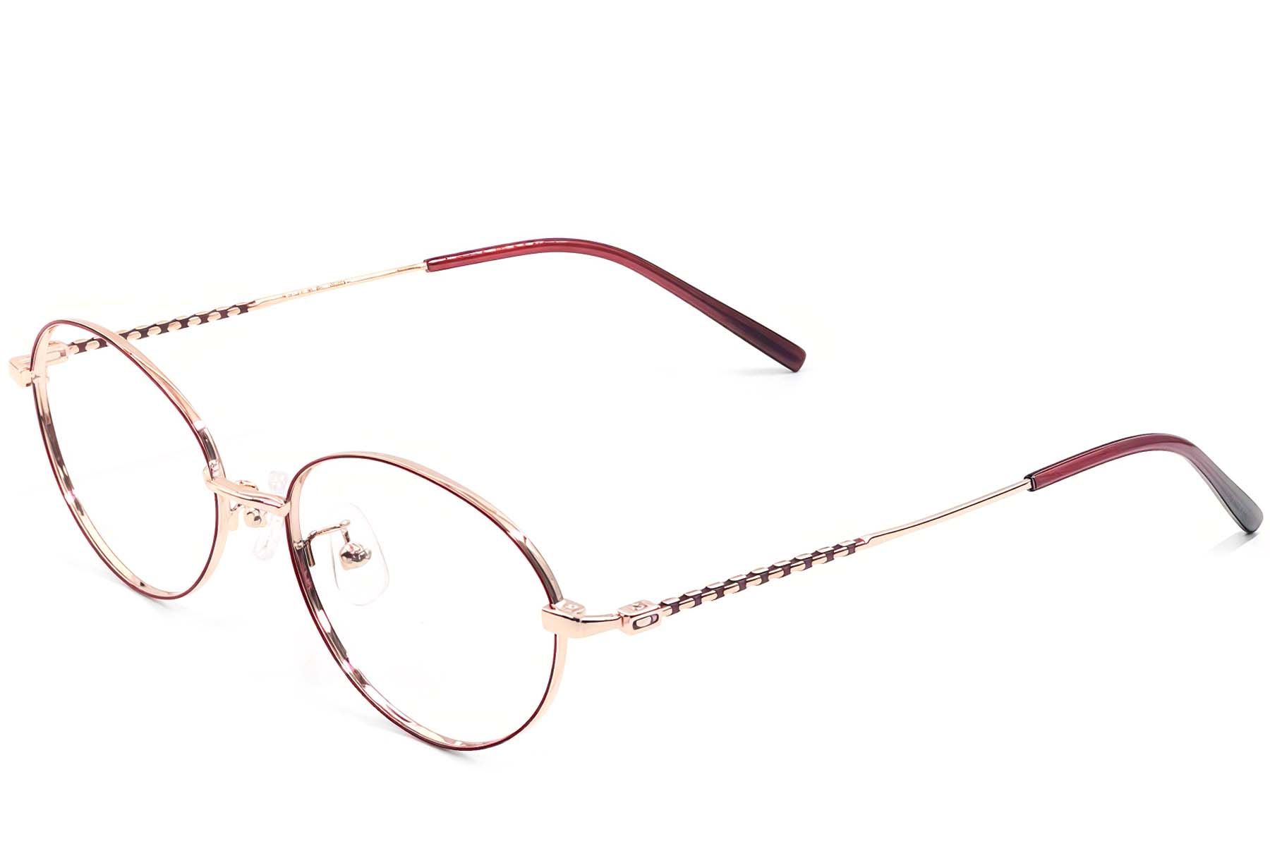 Ovale rote Metallbrille #BS1924-0435