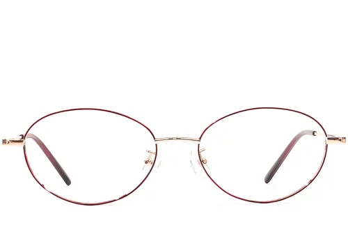 Lunettes ovales en métal rouge #BS1924-0435