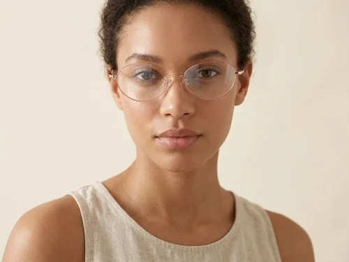 Lunettes ovales en métal marron #BS1924-0436