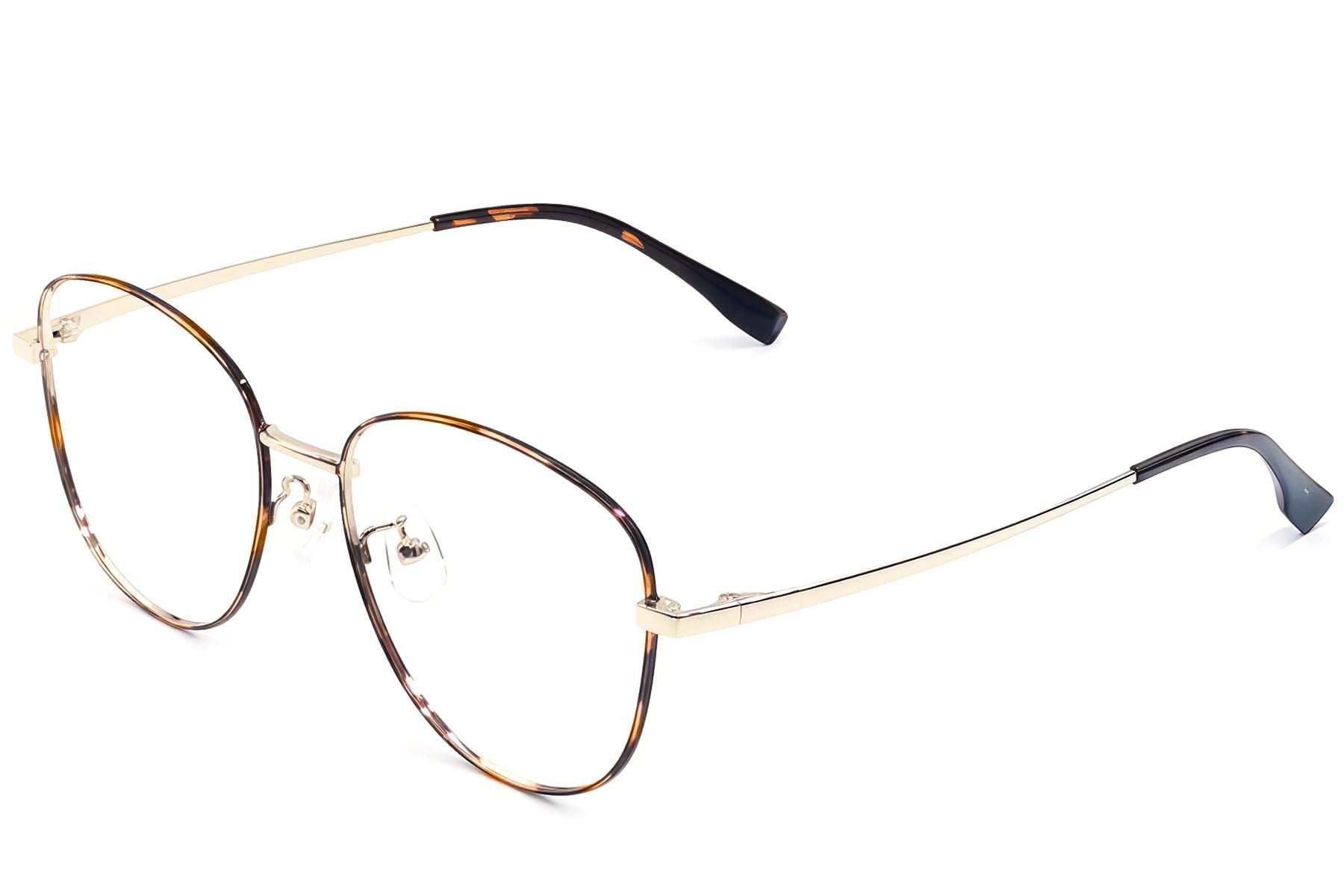 Gafas ovaladas de metal con efecto carey #BS1924-0442