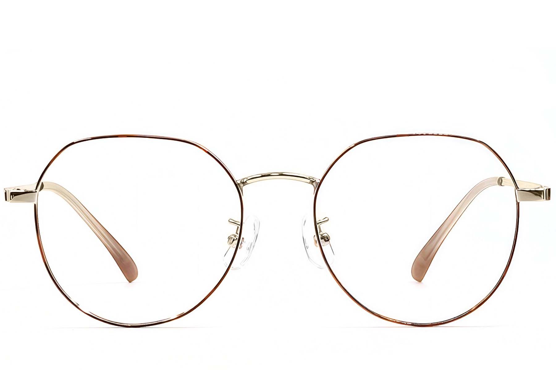 Gafas ovaladas de metal con efecto carey #BS1924-0448