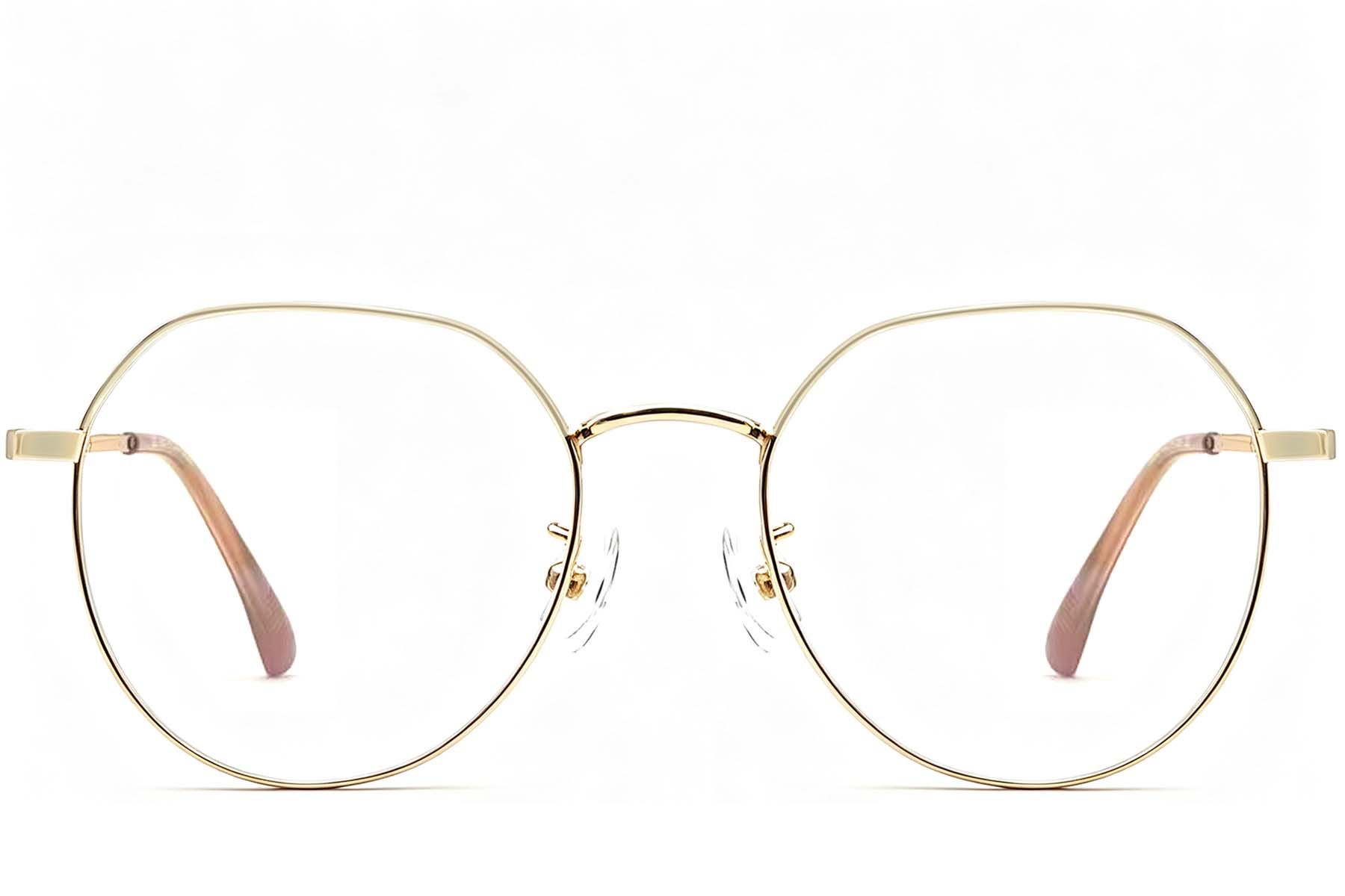Oval Golden Metal Glasses #BS1924-0449
