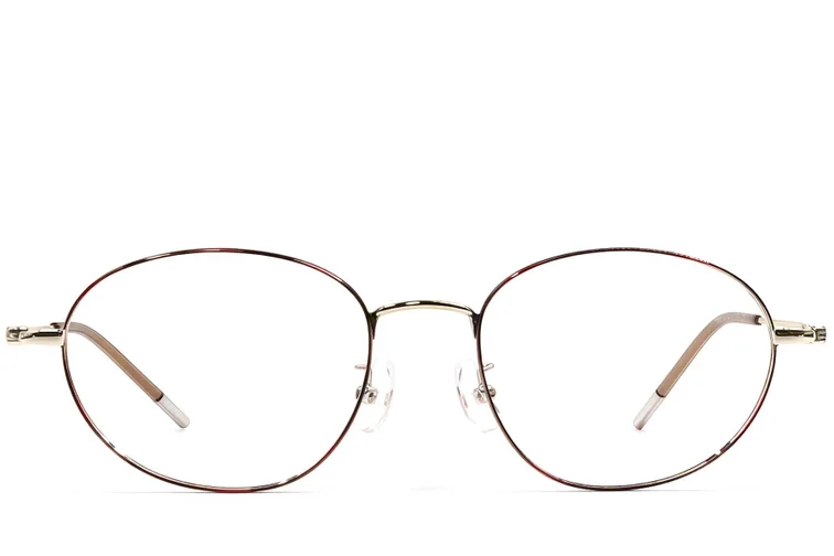 Oval Tortoiseshell Metal Glasses #BS1924-0456