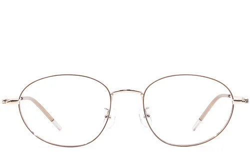 Lunettes ovales en métal marron #BS1924-0457