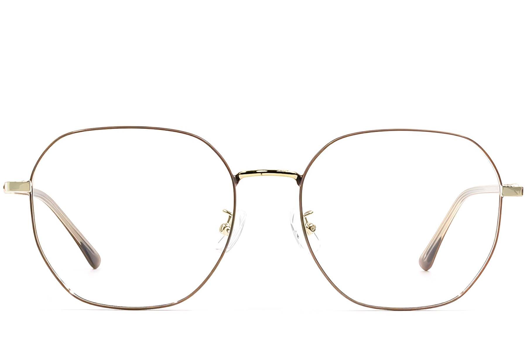 Geometrische braune Metallbrille #BS1924-0463