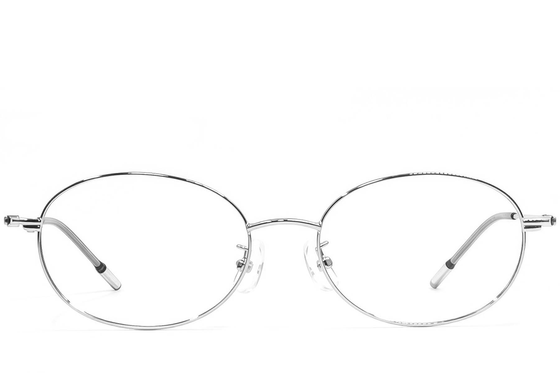 Ovale Brille aus silbernem Metall #BS1924-0467