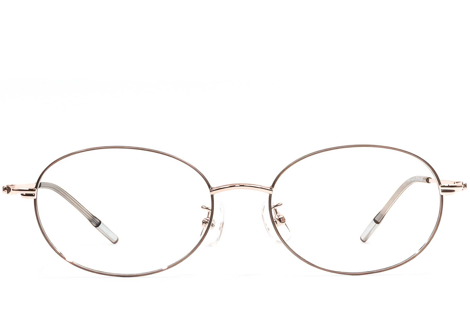 Oval Brown Metal Glasses #BS1924-0472