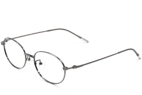 Lunettes ovales en métal gris #BS1924-0473