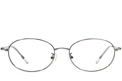 Lunettes ovales en métal gris #BS1924-0473