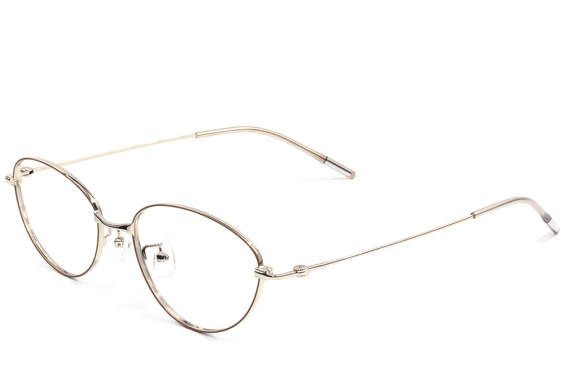 Oval Brown Metal Glasses #BS1924-0478