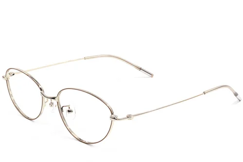 Lunettes ovales en métal marron #BS1924-0478